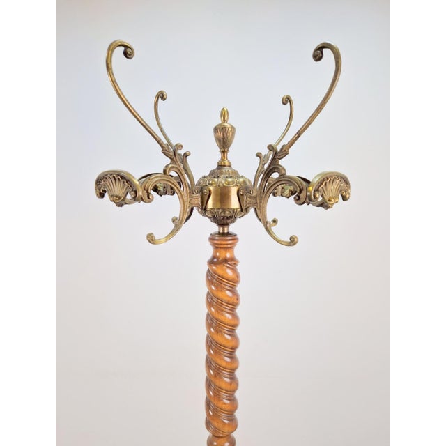 Regency Barley twist standing coat rack brass lion heads France Antique Barley twist Hall Tree coat rack graceful brass...