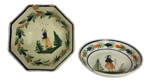 Antique French Quimper Bowls - A Pair