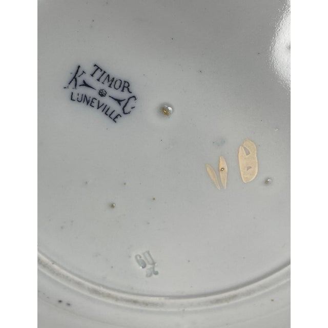 Sky Blue Chinoiserie Timor K & G by Luneville Porcelain Soup Bowls Set of 3 For Sale - Image 8 of 10