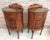 French 20th Louis XVI Style Marquetry Nightstands with Metal and Mirror Crest, a Pair For Sale - Image 3 of 18
