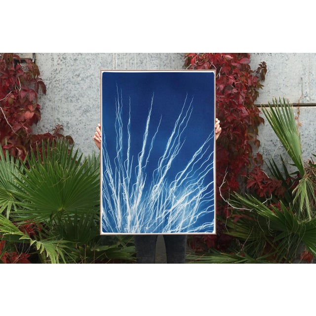 Paper 2020 Glowing Fireworks Lights, Handmade Limited Edition Cyanotype Print on Watercolor Paper For Sale - Image 7 of 12