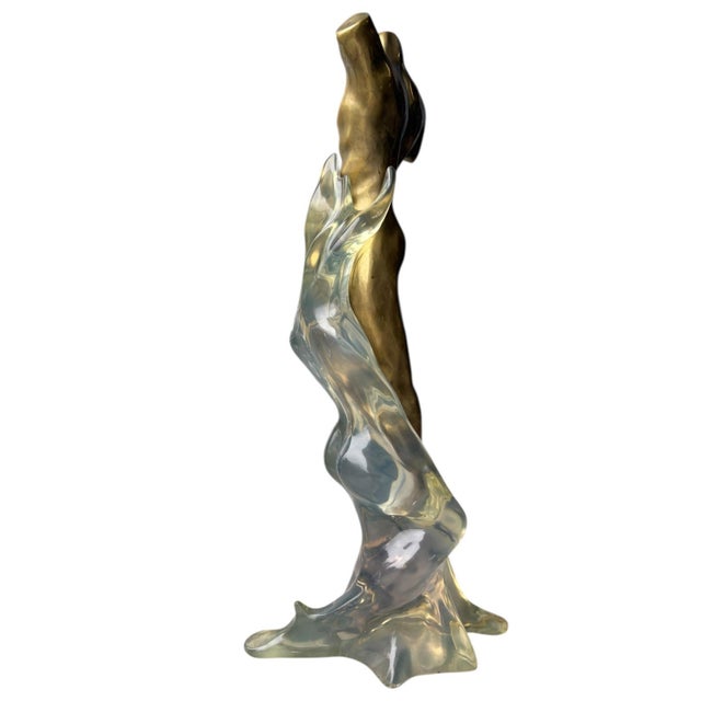 1970s 1970s Brass & Lucite Sculpture – Abstract Art Deco Revival For Sale - Image 5 of 7