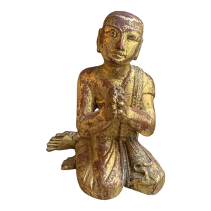 19th Century Burmese Gilded Kneeling Monk