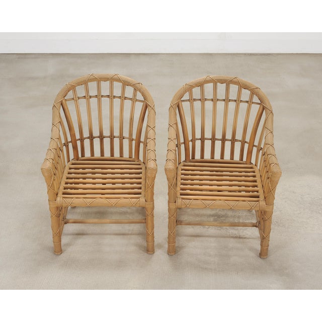 Set of Eight Danny Ho Fong Rattan Garden Dining Armchairs For Sale - Image 10 of 18