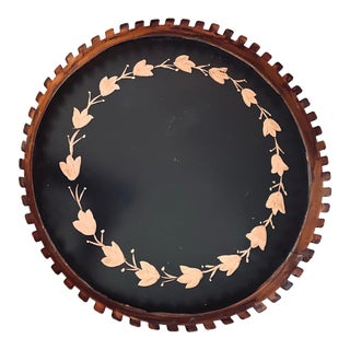 18” Round Black Tole Tray For Sale