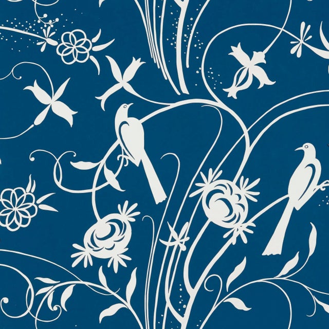 Schumacher Sky Meadow Wallpaper in Blue For Sale
