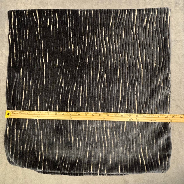 Abstract Handmade Charcoal Black Cut Velvet Throw Pillow Cover 22x22 Textured Abstract For Sale - Image 3 of 6