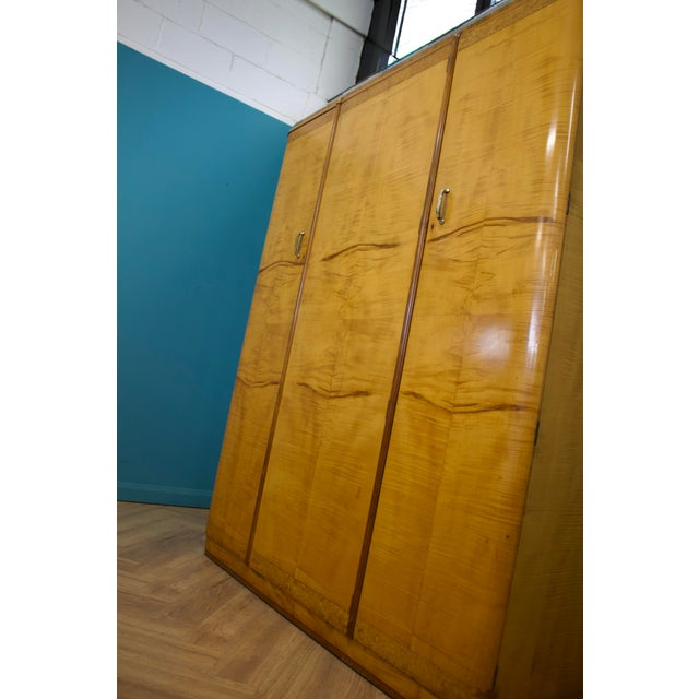 Vintage Art Deco Birch and Walnut Wardrobe, 1930s For Sale - Image 4 of 13