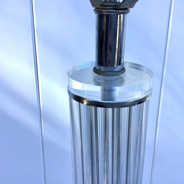 Metal Mid-Century Hollywood Regency Lucite and Chrome Floor Lamp For Sale - Image 7 of 9