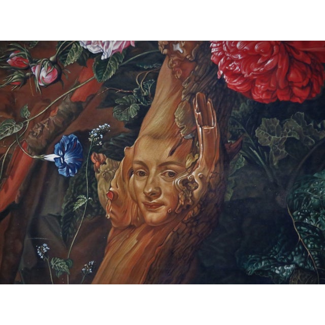 Large Naturalist Surrealist Still Life Painting of Flowers & Insects ...