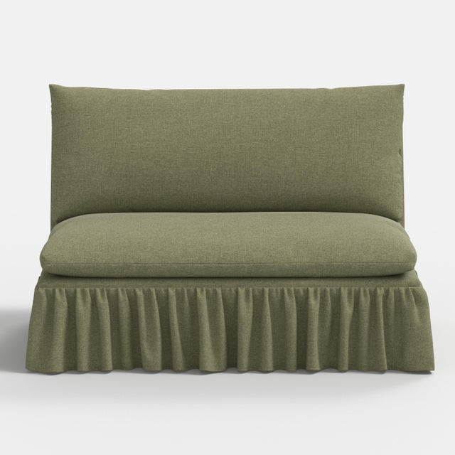 Cloth & Company Stoffer Home x Cloth & Company Thelma 47" Ruffle Settee in Textured Linen Laurel For Sale - Image 4 of 6