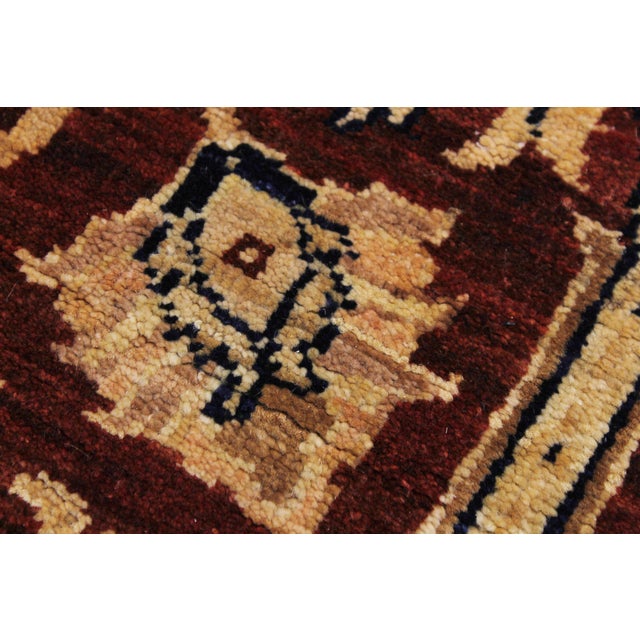 1990s Ziegler 1990's Dark Red/Blue Wool Runner Rug- 3'1'' X 11'10'' For Sale - Image 5 of 10