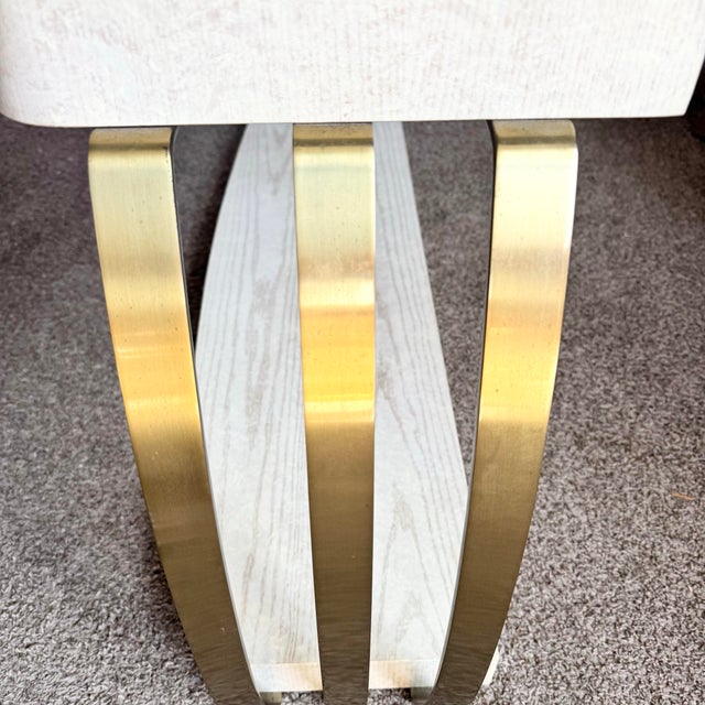 Postmodern Brushed Brass and Cerused Oak Console Table by Henredon For Sale - Image 10 of 12