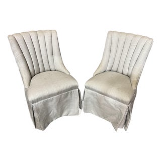 1970s Pair of Gray Upholstered Side Chairs For Sale