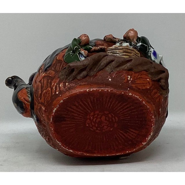 Japanese Antique Sumida Gawa Art Pottery Teapot For Sale - Image 3 of 4