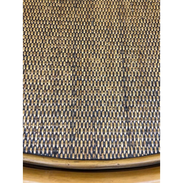 A Pair of Vintage Mid 20th Century Coastal Oval Bamboo Rattan Side Tables For Sale - Image 9 of 9
