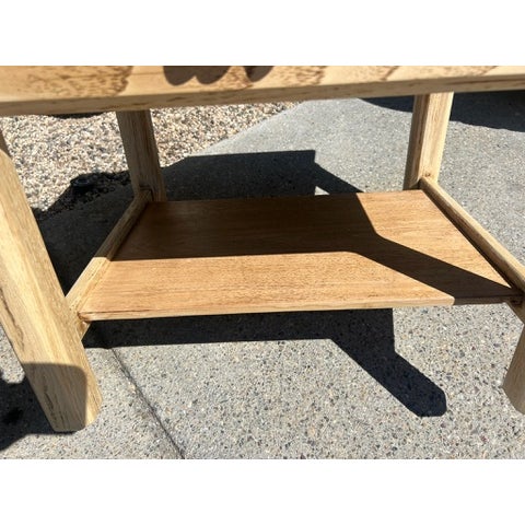 Vintage Wood Side Table With Inset Stone Top and Lower Shelf For Sale - Image 10 of 17