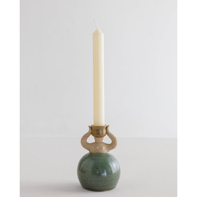 Figurative Woman Ceramic Candlestick Holder Jade B For Sale - Image 4 of 11