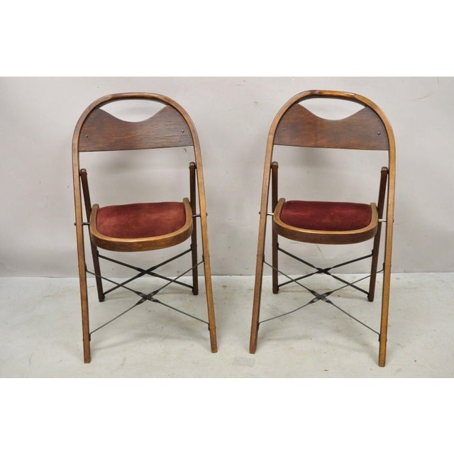 Vintage Art Deco Wooden Theatre Folding Chairs by General Sales Co