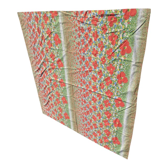 Vintage 1960s Retro Poppy Flower Shower Curtain For Sale
