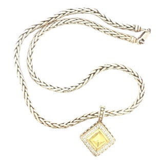 Late 20th Century Sterling and 18k Geometric Necklace With Diamonds by Fred Samuel Benham BJC For Sale
