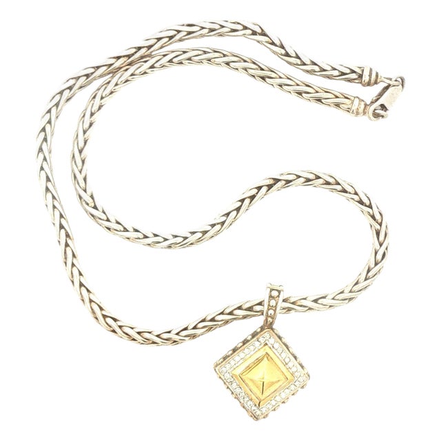Late 20th Century Sterling and 18k Geometric Necklace With Diamonds by Fred Samuel Benham BJC For Sale
