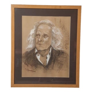V. D. Henneveld, Portrait of Leo Ferre, 1950s, Pastel & Charcoal on Paper, Framed For Sale