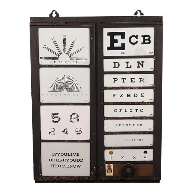 Vintage Eye Testing Chart, Circa 1950 Back Lit. For Sale