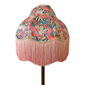 Boho Chic "Cosmic Alligators" Blush Pink Vintage Refinished Lampshade