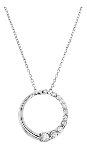 Journey Circle of Life Diamond Pendant .37cttw 14k White Gold 16"
