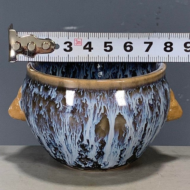 Late 20th Century Late 20th Century Chinese Jun Ware Style Flambe Glaze Porcelain Tea Cup With Handles For Sale - Image 5 of 9