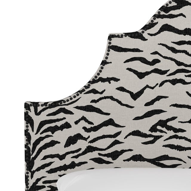 Spritely Home Halsted Headboard in Cream Black Linen Zebra, Twin For Sale - Image 4 of 6