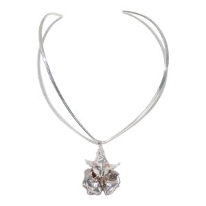 Signed Peter Von Post Swedish Silver Flower (Twinflower) Pendant Necklace
