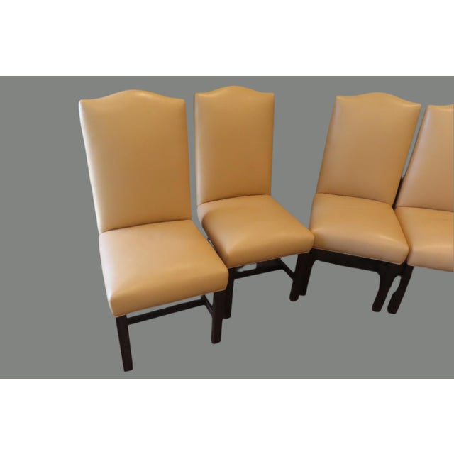 A beautiful set of 6 beige leather dining chairs, these chairs were custom designed and crafted in 1989. Good condition,...