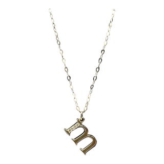 Diamond “M” Initial Necklace in 14kt Yellow Gold – 18in, New For Sale