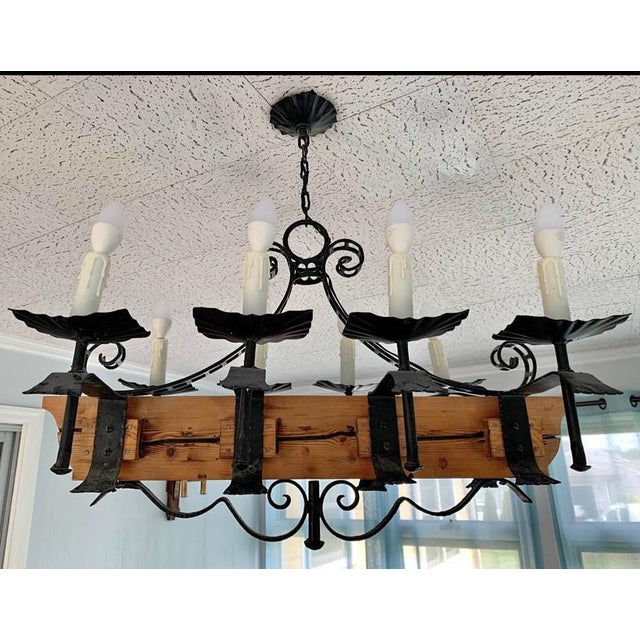 Vintage Spanish Revival Wrought Iron Chandelier For Sale - Image 13 of 13
