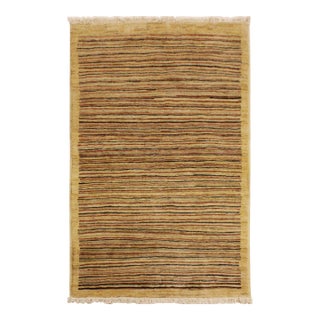 Shabby Chic Gabbeh Beige/Rust Wool Rug - 3'0'' X 4'9'' For Sale