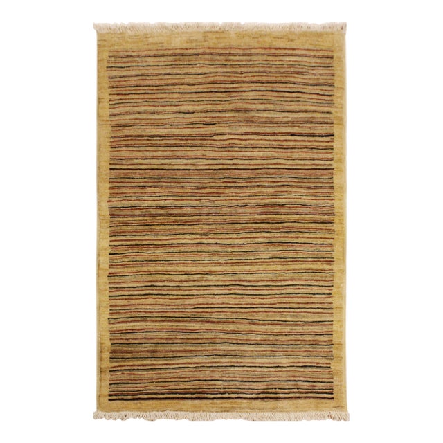 Shabby Chic Gabbeh Beige/Rust Wool Rug - 3'0'' X 4'9'' For Sale