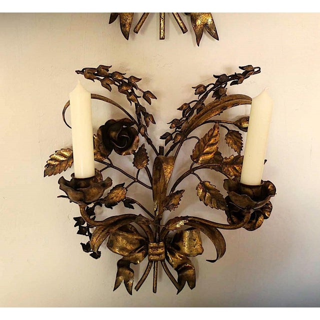 Gilt Tole Double-Wall Candleholders with Roses from Hans Kögl, 1960s, Set of 2 For Sale - Image 11 of 18