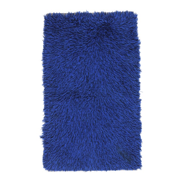 Vintage Blue Swedish Rya Rug, 02'02 X 03'09 For Sale