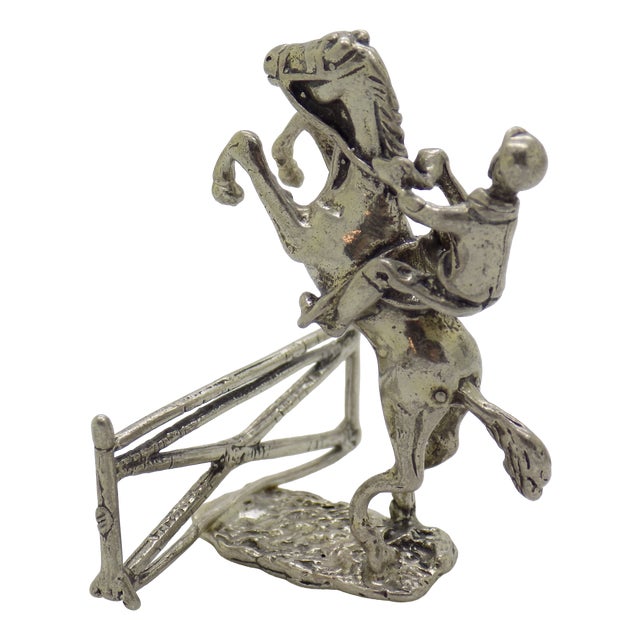 Vintage Italian Handmade Genuine Silver Show Jump Horse Figurine, 1970s For Sale