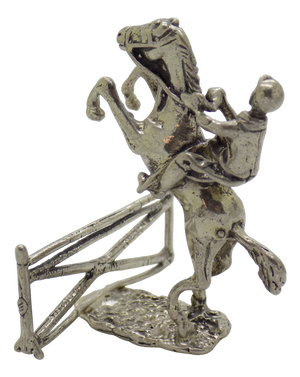 Vintage Italian Handmade Genuine Silver Show Jump Horse Figurine, 1970s