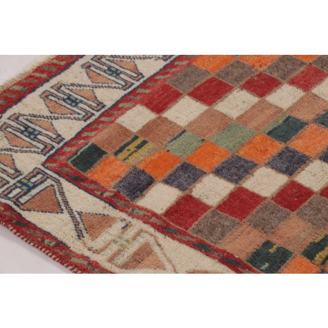 Tribal Vintage Persian Gabbeh Rug, Checkerboard With Geometric Border - Rug & Kilim For Sale - Image 3 of 10