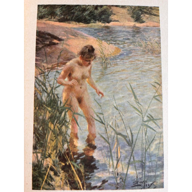 Early 20th Century The Reflection by Anders Zorn Original Published Color Lithograph, Female Nude, Printed in Sweden 1928 For Sale - Image 5 of 10