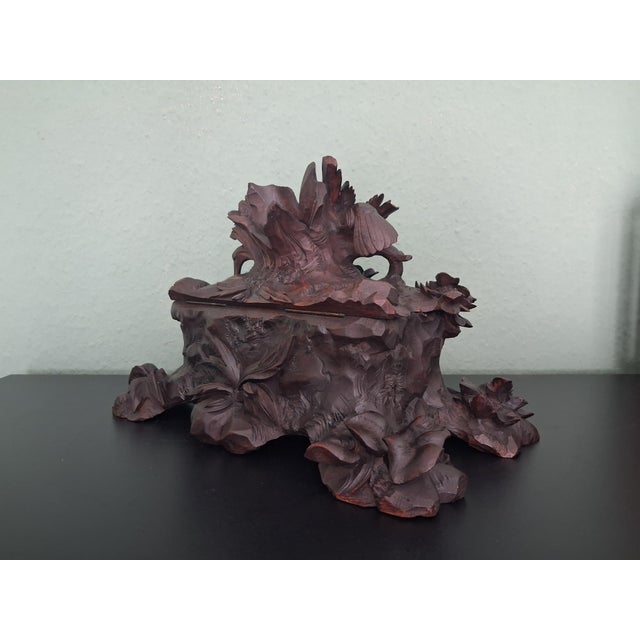 1950s French Black Forest Jewelry Box with Birds and Vase Holder, 1950 For Sale - Image 5 of 17