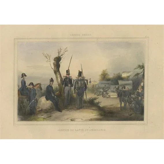 After Madou, Belgium Army with Ambulance Troops in the Field, 1833, Print For Sale - Image 6 of 6