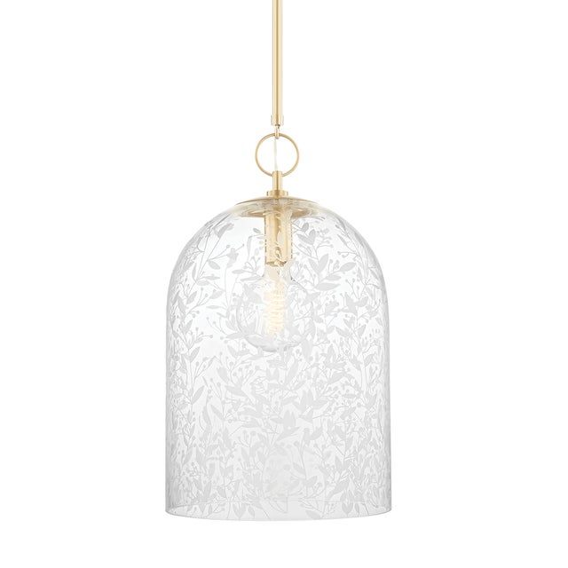 Hudson Valley Lighting Belleville 14 in. 1 Light Pendant in Aged Brass Finish For Sale