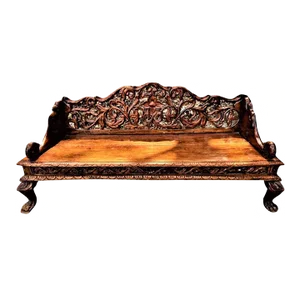 Ornately Carved Teak Bench From South Asia - Mid 20th Century