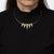 80s French Import Emerald Diamond Spike Necklace Collar 14k Yellow Gold Jewelry For Sale - Image 4 of 4