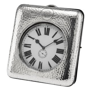 Antique English Silver Mounted Desk Clock, 1904 For Sale
